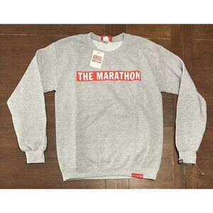 The Marathon TMC Bar Men’s Sweater Crew Grey Red Sweatshirt Size S NWT